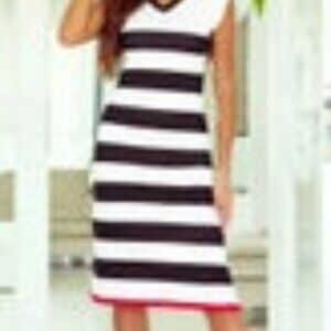 Striped Cap Sleeve Midi Dress